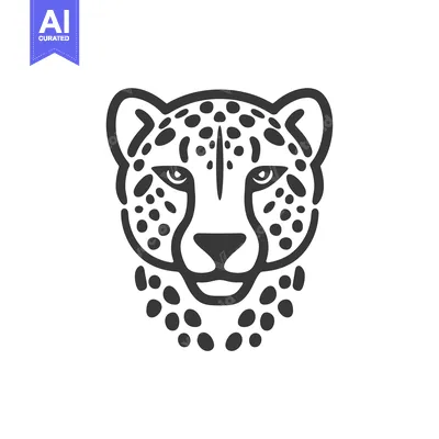 Aset premium populer: Line Art Illustration of a Cheetah's Head with Spots