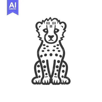 Premium design asset: Line Art Illustration of a Cheetah Sitting