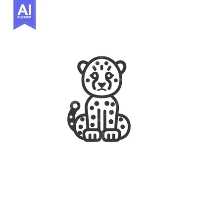 Aset premium populer: Line art illustration of a cheetah sitting down