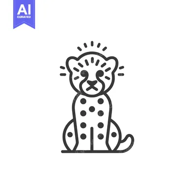 Aset desain premium: Line Art Illustration of a Cheetah Sitting with Spots