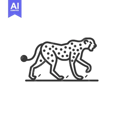Aset premium populer: Line Art Illustration of a Cheetah Walking