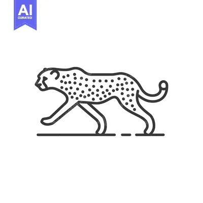 Premium design asset: Line Art Illustration of a Cheetah Walking