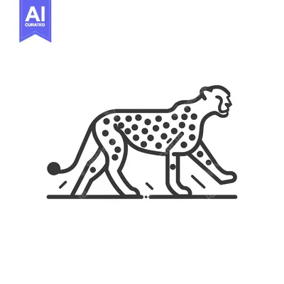 Aset desain premium: Line Art Illustration of a Cheetah Walking