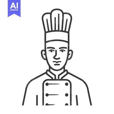 Premium design asset: Line Art Illustration of a Chef Wearing a Hat