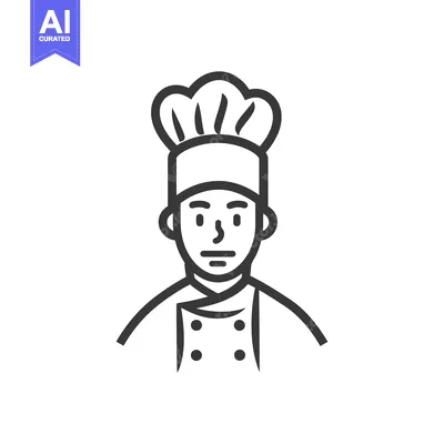 Aset premium populer: Line Art Illustration of a Chef Wearing a Hat