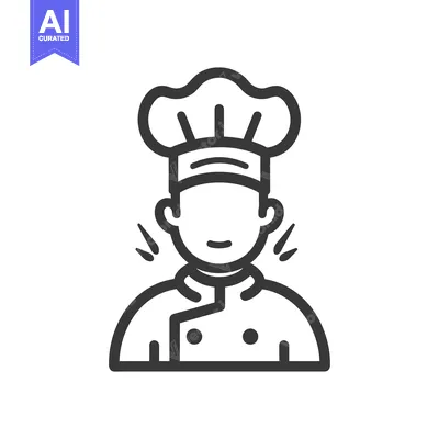 Aset desain premium: Line Art Illustration of a Chef Wearing a Hat