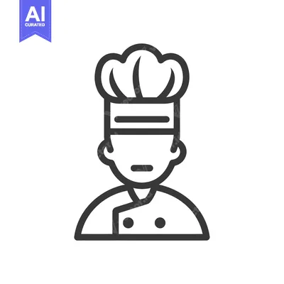 Aset desain premium: Line Art Illustration of a Chef Wearing a Hat