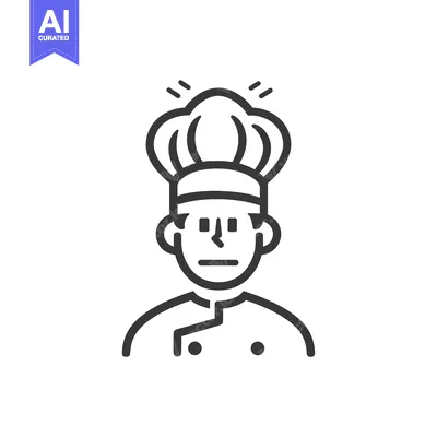 Aset premium populer: Line Art Illustration of a Chef Wearing a Hat