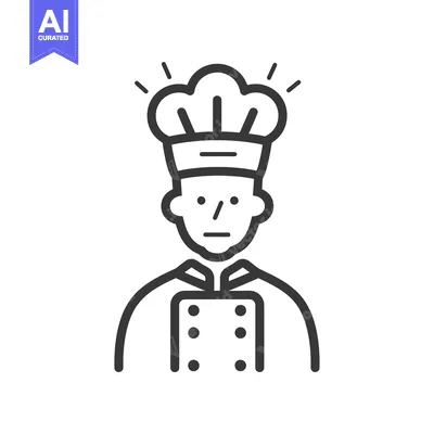 Aset premium populer: Line Art Illustration of a Chef Wearing a Hat
