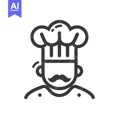 Aset premium populer: Line Art Illustration of a Chef Wearing a Hat and Mustache