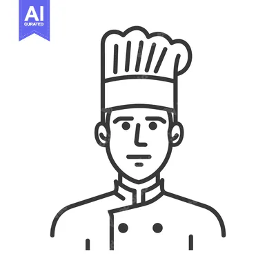 Popular premium asset: Line Art Illustration of a Chef Wearing a Tall Hat
