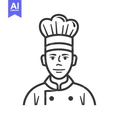 Aset premium populer: Line Art Illustration of a Chef Wearing a Tall Hat