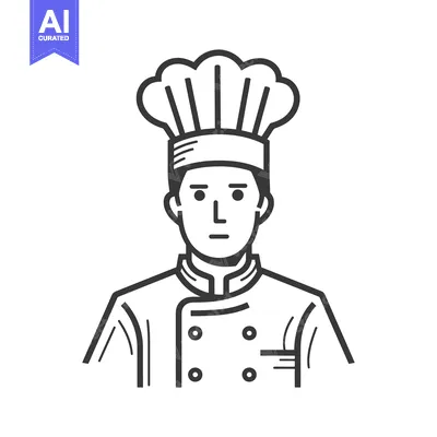 Aset premium populer: Line Art Illustration of a Chef Wearing a Toque