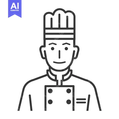 Aset desain premium: Line art illustration of a chef wearing a toque
