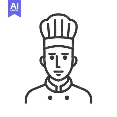 Aset desain premium: Line Art Illustration of a Chef Wearing a Toque