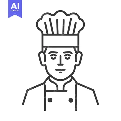 Aset desain premium: Line art illustration of a chef wearing a toque