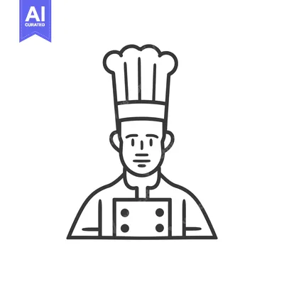 Premium design asset: Line Art Illustration of a Chef Wearing a Toque