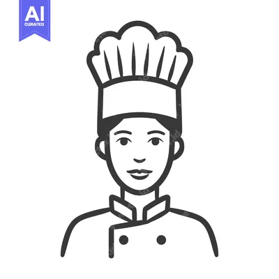 Aset premium populer: Line Art Illustration of a Chef Wearing a Toque