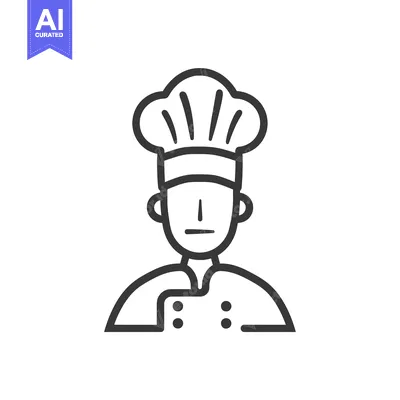 Aset premium populer: Line art illustration of a chef wearing a toque