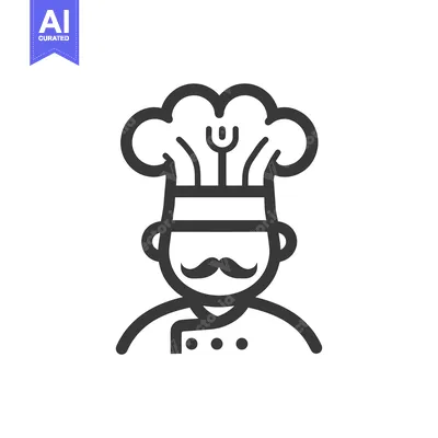 Premium design asset: Line Art Illustration of a Chef with a Mustache