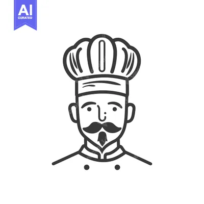 Aset premium populer: Line Art Illustration of a Chef with a Mustache
