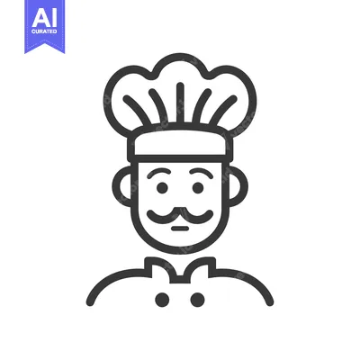 Aset premium populer: Line Art Illustration of a Chef with a Mustache and a Chef's Hat