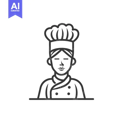 Popular premium asset: Line Art Illustration of a Chef with a Tall Hat