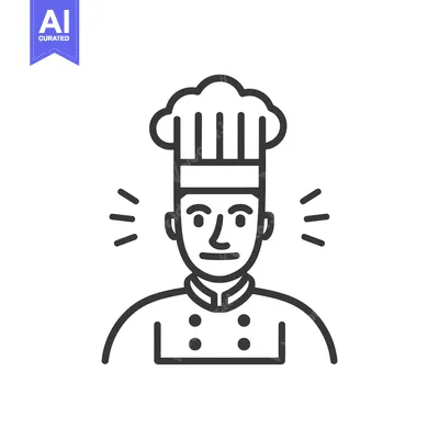 Aset premium populer: Line Art Illustration of a Chef with a Toque
