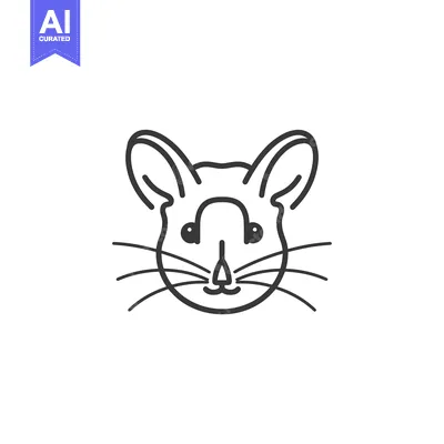 Aset desain premium: Line Art Illustration of a Chinchilla's Head