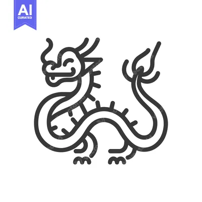 Aset premium populer: Line art illustration of a Chinese dragon