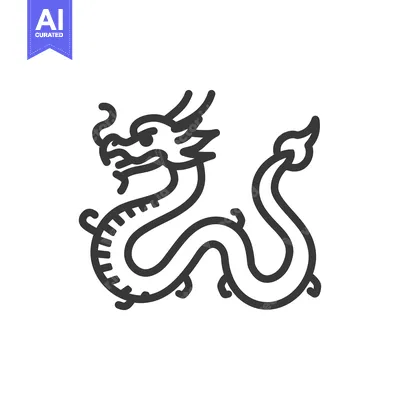 Aset premium populer: Line Art Illustration of a Chinese Dragon
