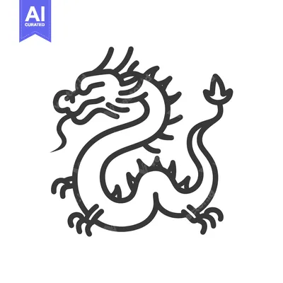 Aset desain premium: Line Art Illustration of a Chinese Dragon