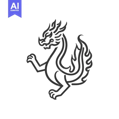 Aset premium populer: Line Art Illustration of a Chinese Dragon