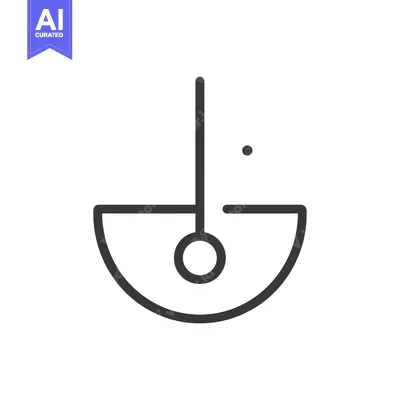 Aset desain premium: Line Art Illustration of a Circle with a Line and a Dot