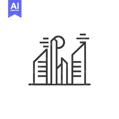 Aset desain premium: Line art illustration of a cityscape with skyscrapers and antennas