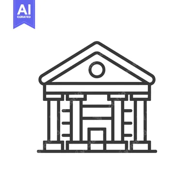 Aset desain premium: Line Art Illustration of a Classical Building with Columns