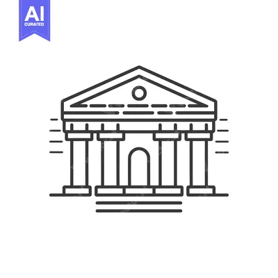 Premium design asset: Line Art Illustration of a Classic Building with Columns