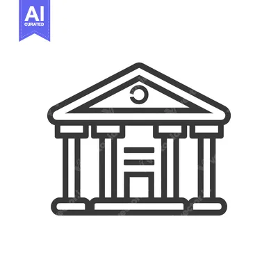 Aset premium populer: Line art illustration of a classic building with columns