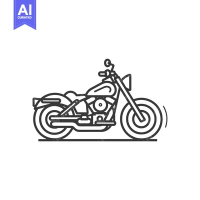 Premium design asset: Line Art Illustration of a Classic Motorcycle