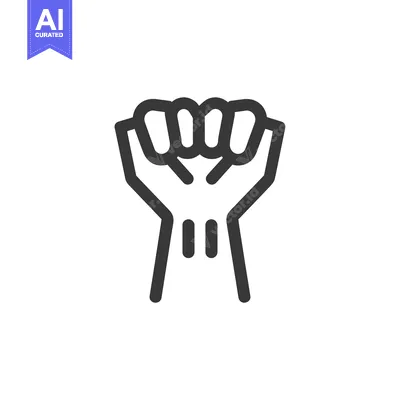 Aset desain premium: Line art illustration of a clenched fist