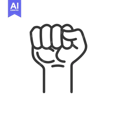 Aset desain premium: Line art illustration of a clenched fist raised in the air.