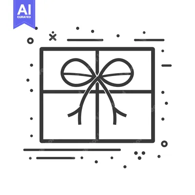 Aset desain premium: Line art illustration of a closed gift box with a bow on top
