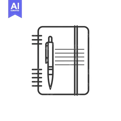 Popular premium asset: Line art illustration of a closed notebook with a pen inside