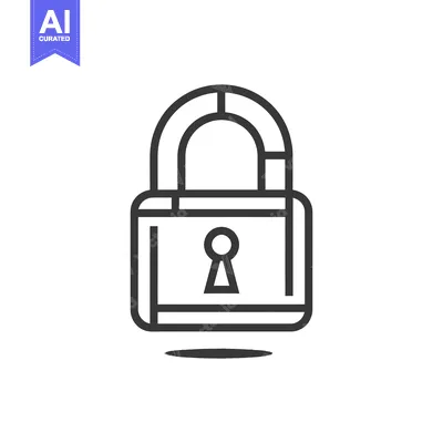 Aset desain premium: Line Art Illustration of a Closed Padlock