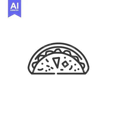 Premium design asset: Line Art Illustration of a Closed Taco