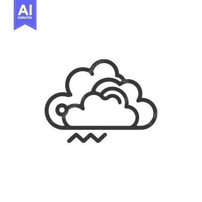 Aset premium populer: Line Art Illustration of a Cloud with Lightning