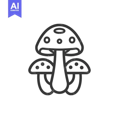Aset premium populer: Line art illustration of a cluster of three mushrooms