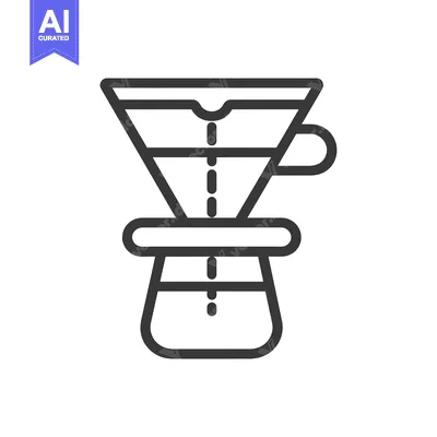 Popular premium asset: Line art illustration of a coffee pour-over brewing device