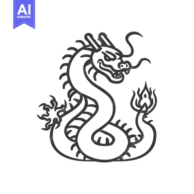 Aset premium populer: Line Art Illustration of a Coiled Dragon