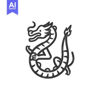 Aset premium populer: Line art illustration of a coiled dragon with a curled tail